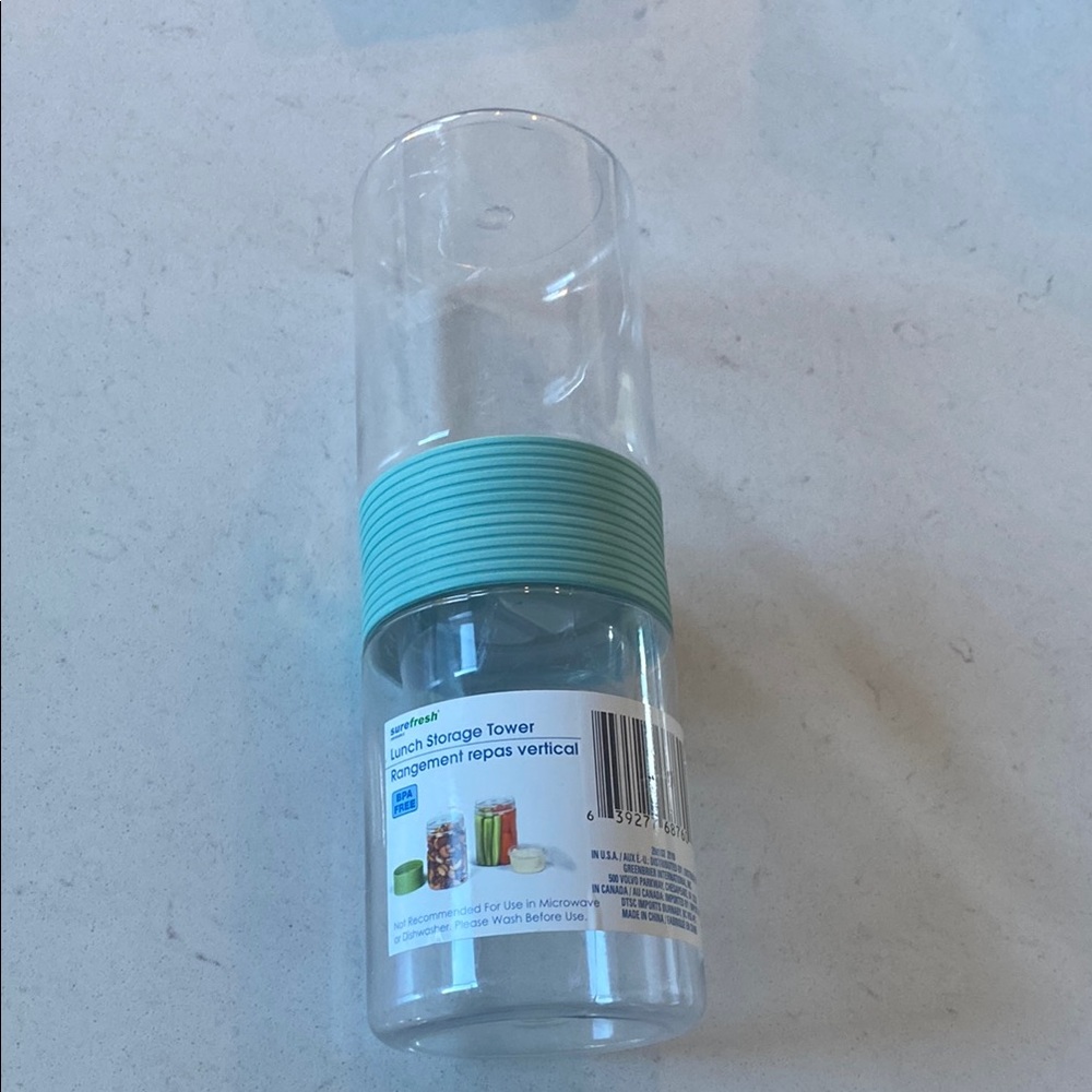 Clear‎ and Teal Storage Tower